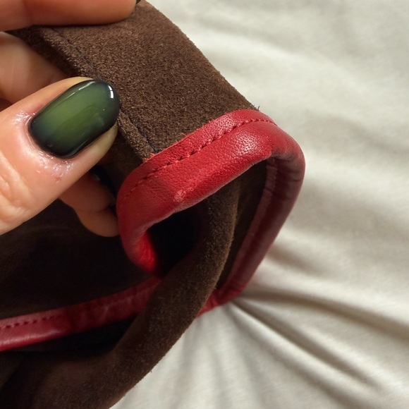 Parker Thatch Framed Mimi Suede Espresso with Red - Picture 7 of 11